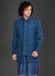 Ethnic Wear Jacket Style Indowestern In Blue Color